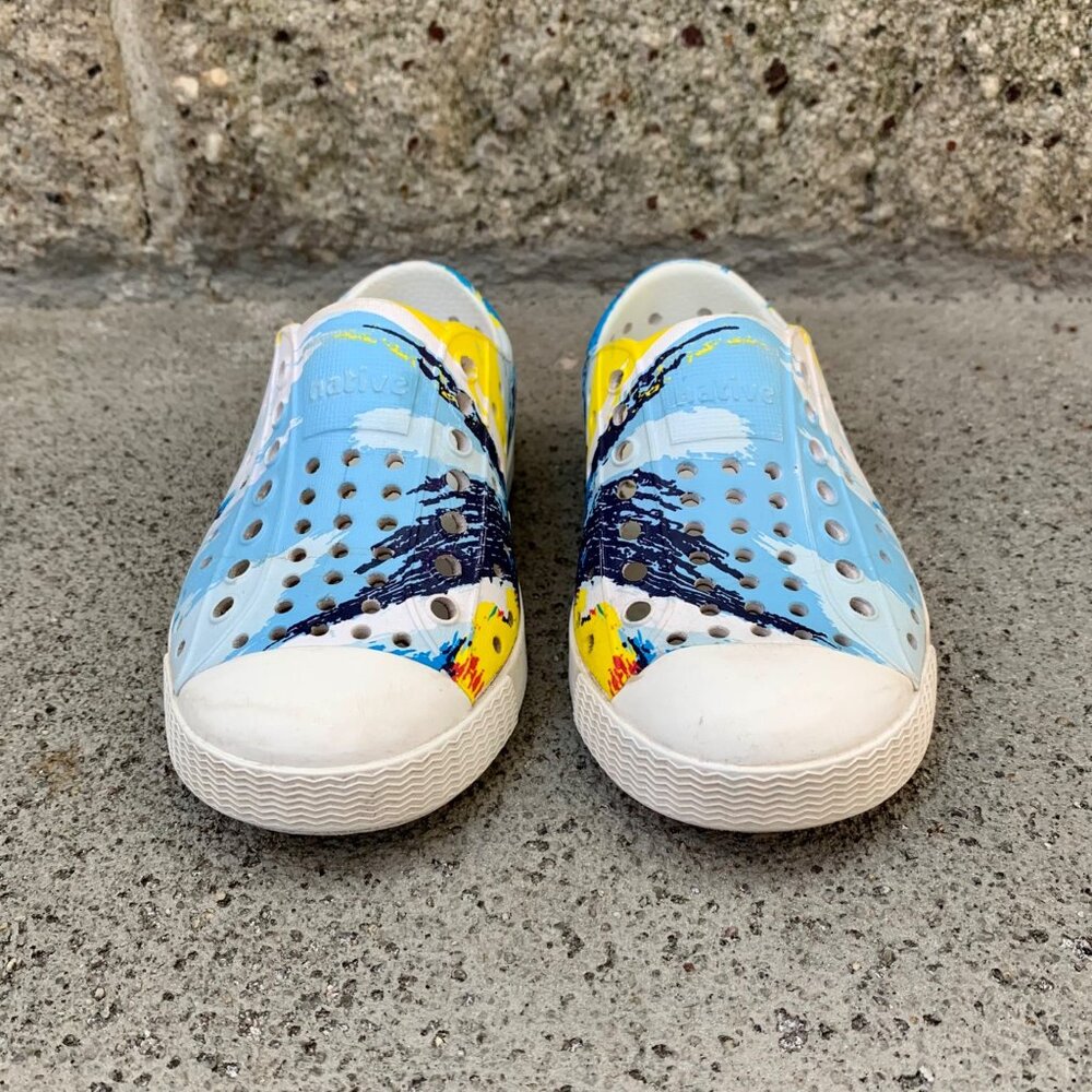 NATIVE Jefferson Paint Splash Shoes Kids 8 C8 Sneaker Natives Blue Slip On Shoe - Picture 3 of 8